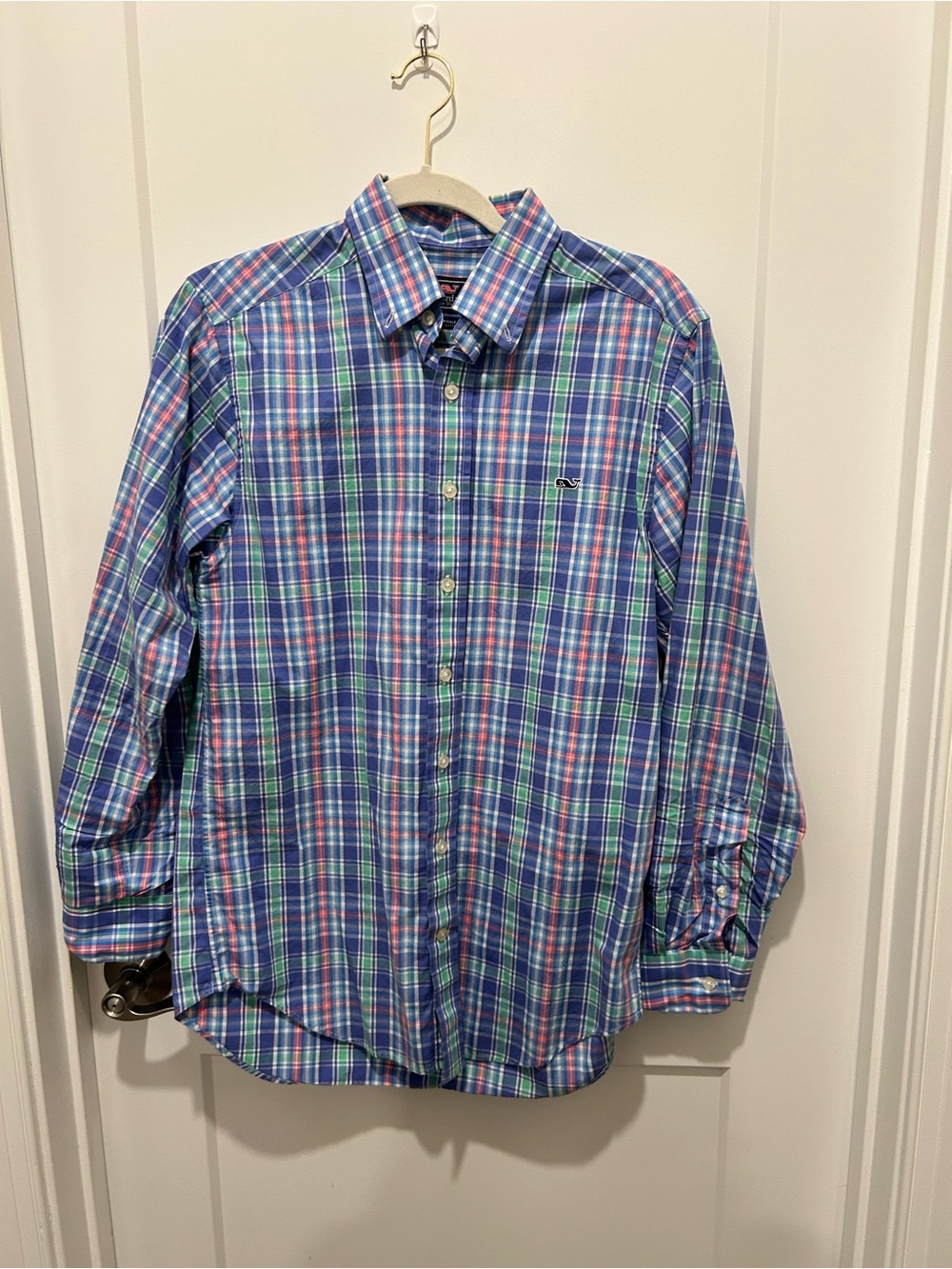 Vineyard Vines Blue, Green & Pink Plaid Button-Down Shirt - Picture 1 of 3